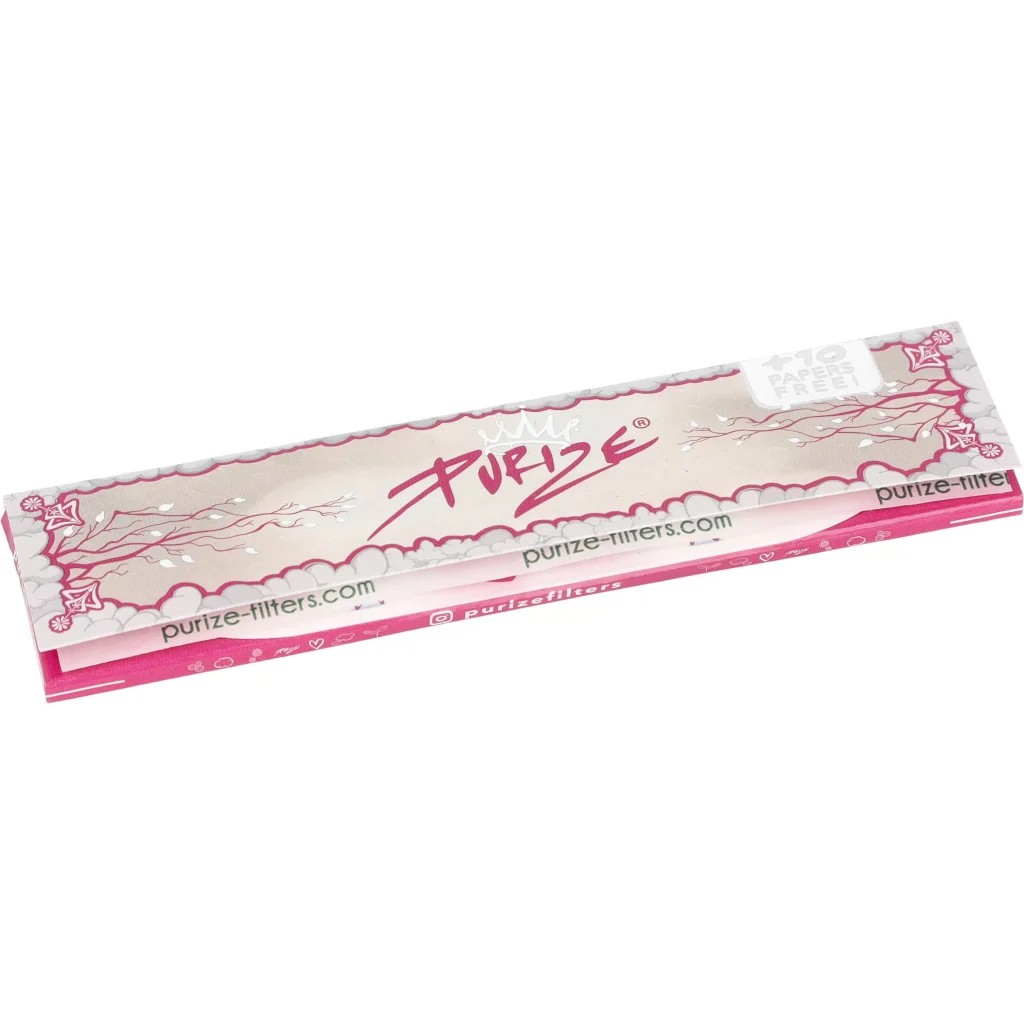 Bibułki Purize Pink KS Slim - różowa paczka z 42 arkuszami w formacie King Size Slim