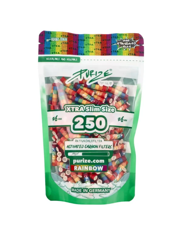 Kohlefilter Purize XTRA Slim Rainbow 250 Stück Ø 6 mm - Filter