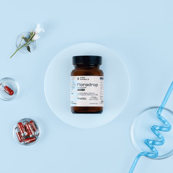 Floradrop immune¹, probiotyk, kapsułki 20 szt Kapsułka DUOCAP Floradrop immune – probiotyk z 10 mld CFU i witaminą D
