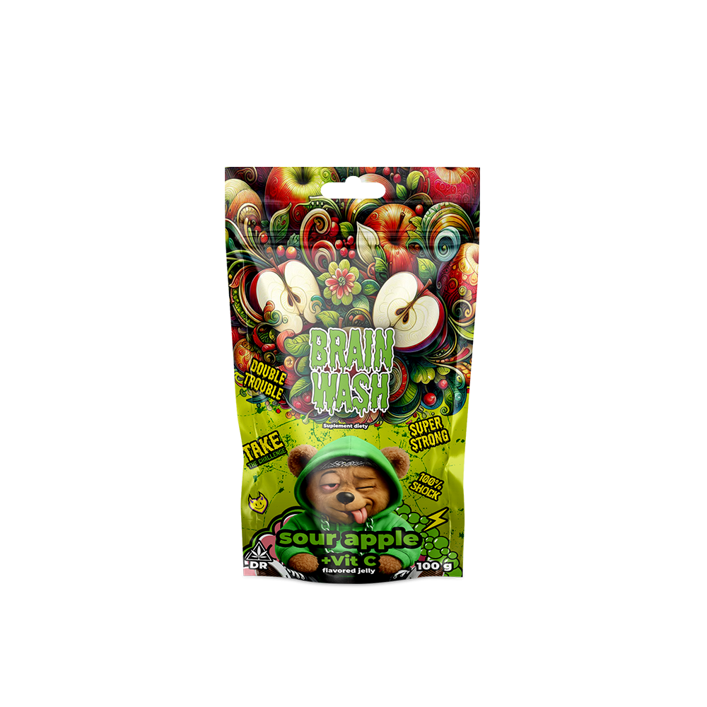 Brain Wash żelki konopne Sour Apple o smaku kwaśnego jabłka - opakowanie 100 g marki Dr Joint