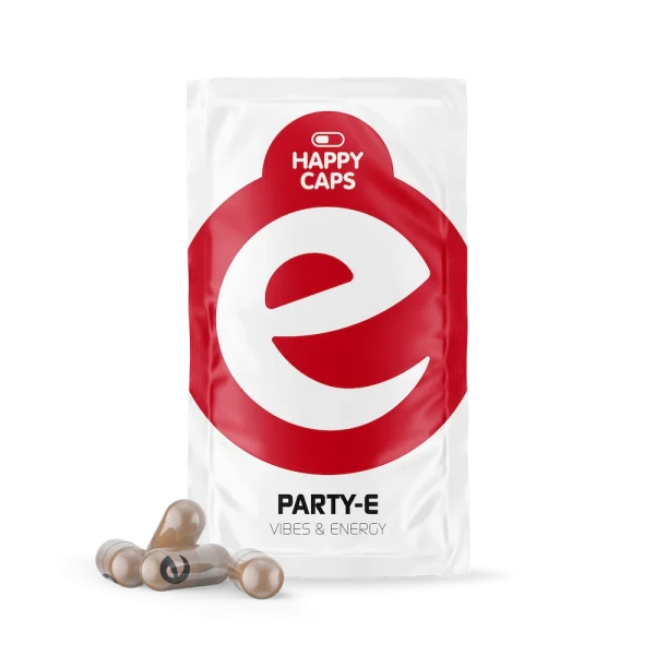 HAPPYCAPS Party-E – Partykapseln, die Energie spenden und die Stimmung verbessern – ein natürlicher Energie- und Spaßbooster – Kapseln