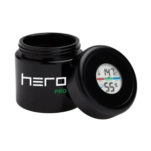 Szklany pojemnik bezzapachowy z higrometrem 100ml HERO PRO - Przechowywanie