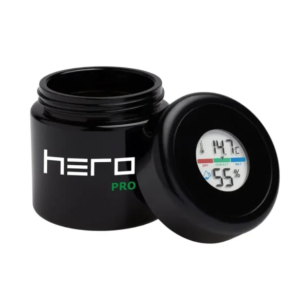 Szklany pojemnik bezzapachowy z higrometrem 100ml HERO PRO - Przechowywanie