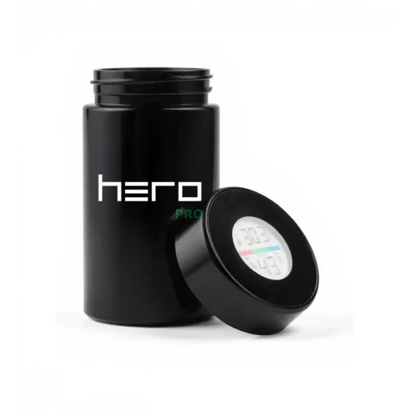 Szklany pojemnik bezzapachowy z higrometrem 150ml HERO PRO - Przechowywanie Szklany pojemnik bezzapachowy z higrometrem 150ml HERO PRO - Przechowywanie