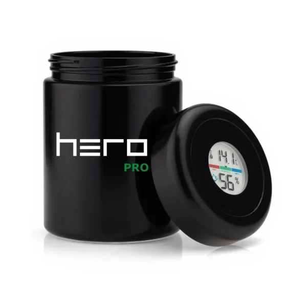 Szklany pojemnik bezzapachowy z higrometrem 250ml HERO PRO - Przechowywanie