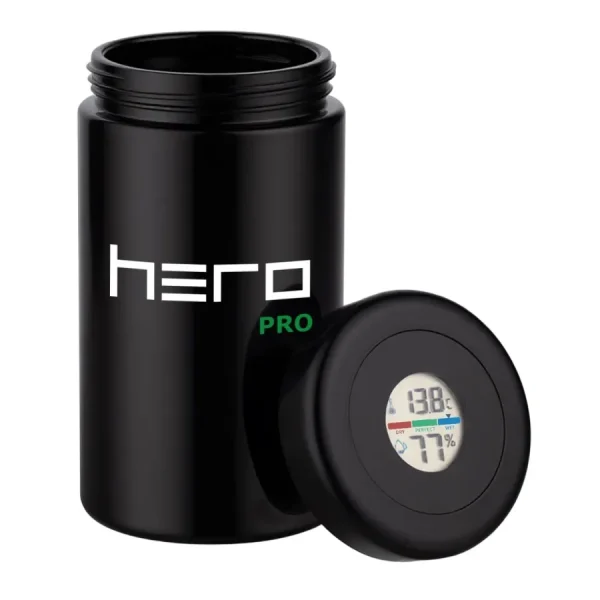 Szklany pojemnik bezzapachowy z higrometrem 500ml HERO PRO - Przechowywanie