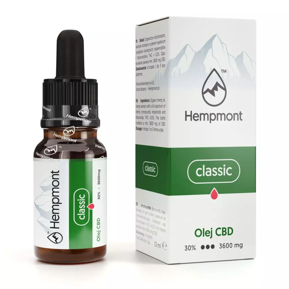 Olejek konopny Hempmont Classic, buteleczka 12 ml