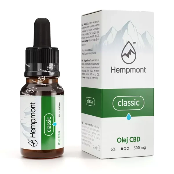 Olejek konopny CBD 5% 600 mg, Hempmont Classic - 12 ml - Olejki