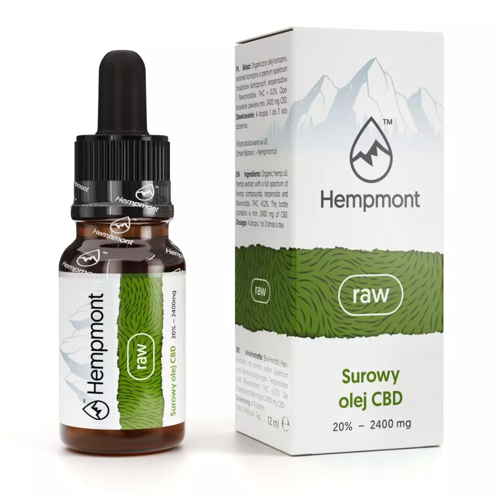 Olejek konopny Hempmont RAW, buteleczka 12 ml