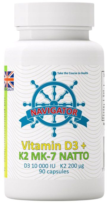 Navigator Witamina D3 10000 IU + K2 MK-7 200 µg – 90 kapsułek, suplement diety dla kości i odporności
