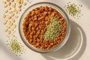 Hausgemachte Granola mit Hanfsamen – knusprig und zuckerfrei