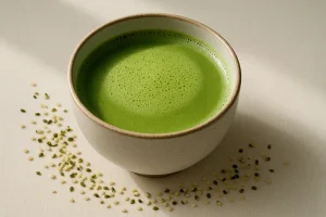 Matcha latte z mlekiem konopnym – zielony rytuał
