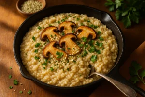 Risotto z nasionami konopi i leśnymi grzybami