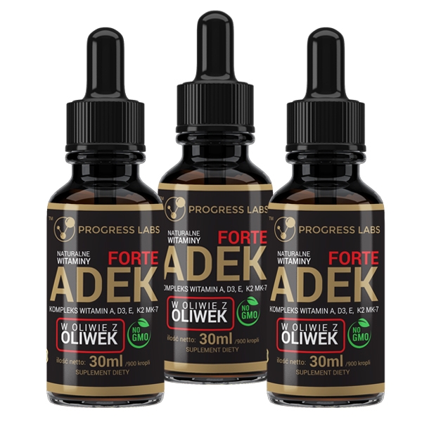 446.jpg Witamina ADEK Forte w oliwie z oliwek — zestaw 3 × 30 ml, 2700 kropli