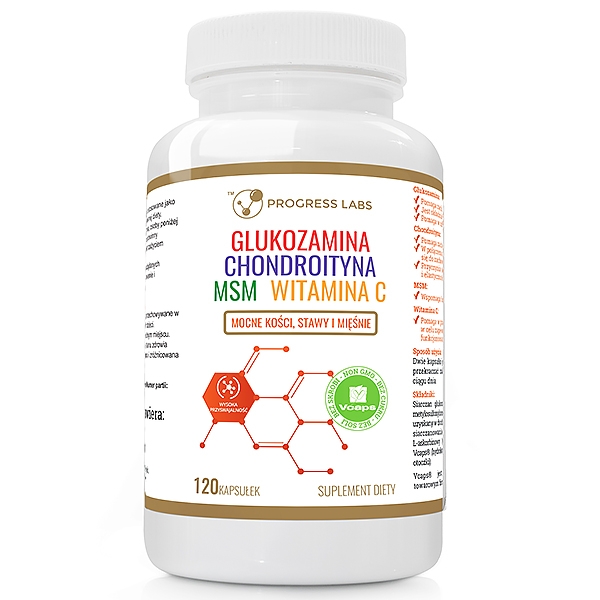 Glukozamina Chondroityna MSM z witaminą C — opakowanie 120 kapsułek
