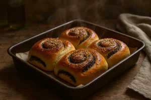 Poppy seed rolls with hemp seeds