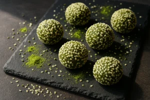 Energy balls with hemp seeds and matcha – green power balls