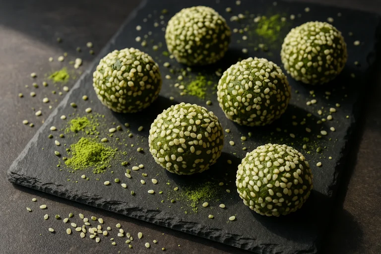 Energiebällchen mit Hanfsamen und Matcha – grüne Kraftkugeln Energiebällchen mit Hanfsamen und Matcha – grüne Kraftkugeln