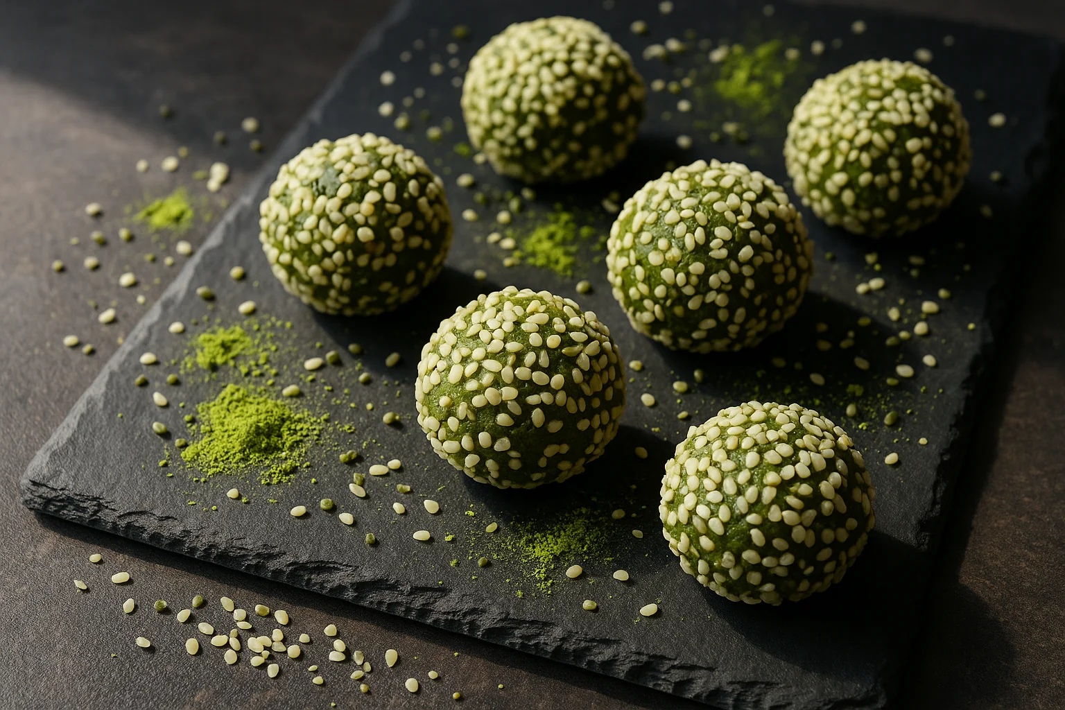 Energy balls z nasionami konopi i matchą – zielone kulki mocy