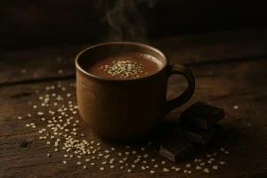 Heiße Schokolade mit Hanfsamen – ein wärmendes Dessert im Becher