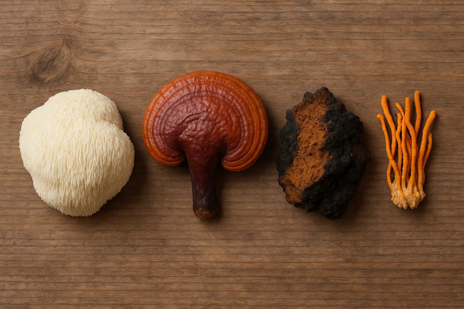 Adaptogenic mushrooms (lion's mane, reishi, chaga, cordyceps): which one to choose and when Adaptogenic mushrooms (lion's mane, reishi, chaga, cordyceps): which one to choose and when