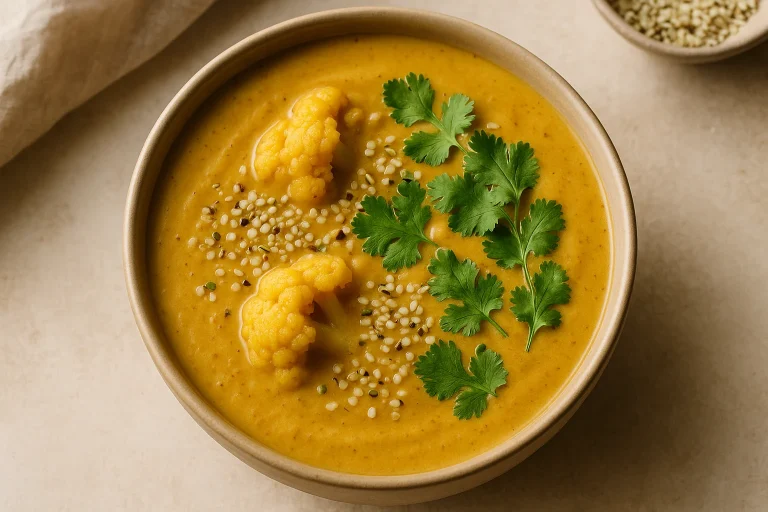 Blumenkohlcreme mit Hanfsamen und Curry Blumenkohlcreme mit Hanfsamen und Curry