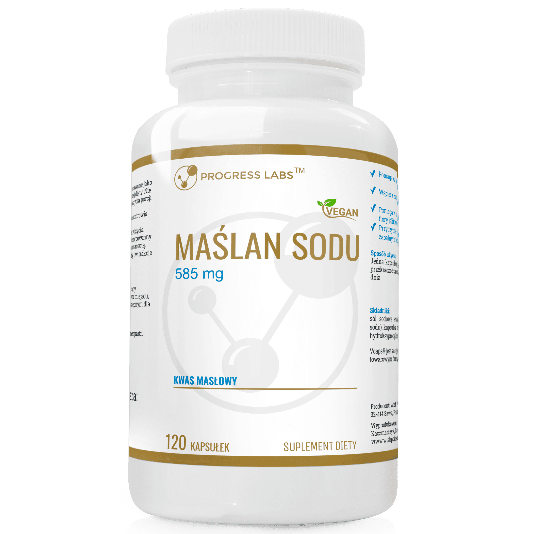 MAŚLAN SODU KWAS MASŁOWY 585 mg PRODUKT WEGAŃSKI 120 KAPSUŁEK