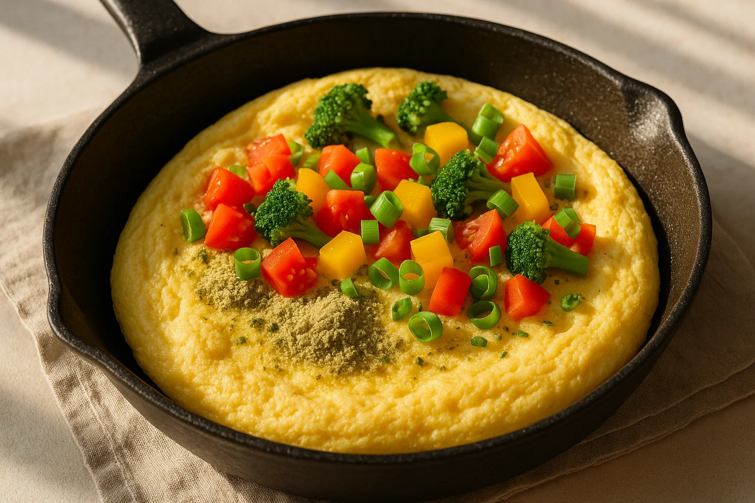 Omlet proteinowy z białkiem konopnym i warzywami