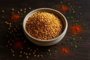 Roasted hemp seeds with spices – a snack instead of chips