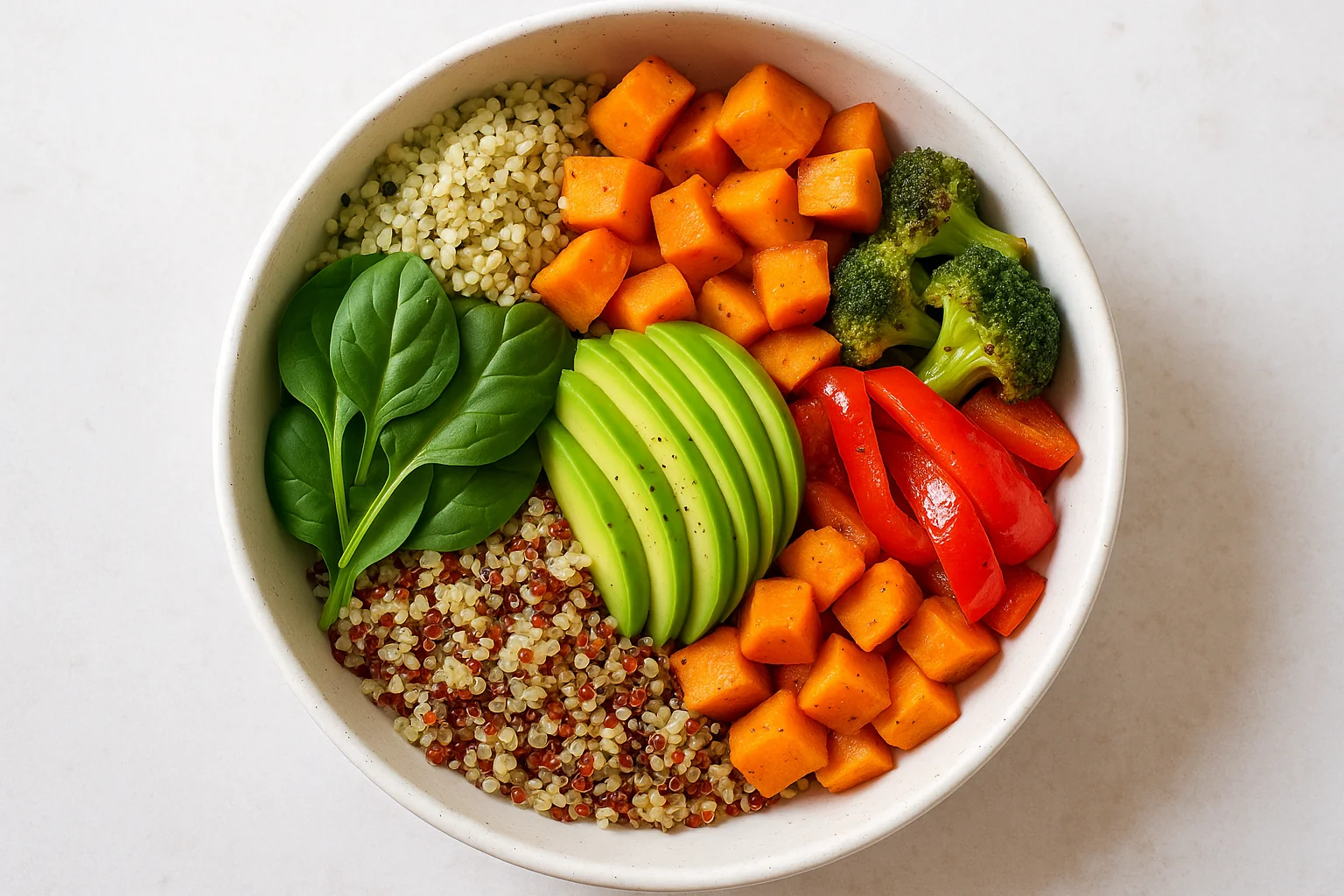 Quinoa bowl with hemp seeds and vegetables