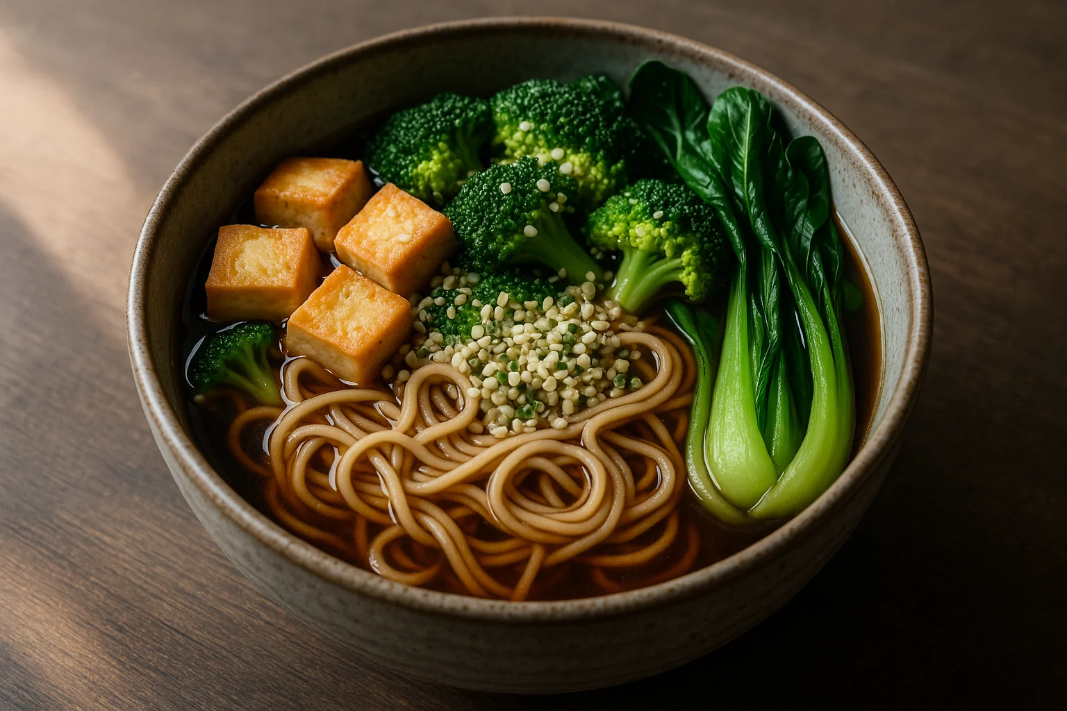 Ramen z nasionami konopi i warzywami – wegański bulion