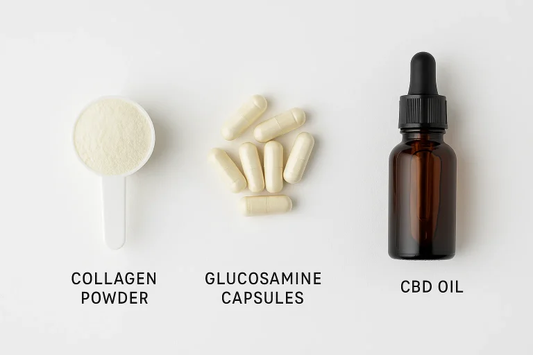 Nahrungsergänzungsmittel für die Gelenke: Kollagen, Glucosamin und CBD – was wählen und wie kombinieren? Nahrungsergänzungsmittel für die Gelenke: Kollagen, Glucosamin und CBD – was wählen und wie kombinieren?