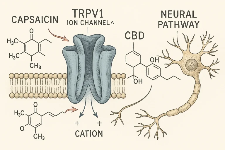 TRPV1 — der Capsaicin-Rezeptor, durch den CBD Schmerz und Temperatur moduliert TRPV1: der Capsaicin-Rezeptor, durch den Cannabidiol Schmerz und Temperatur moduliert