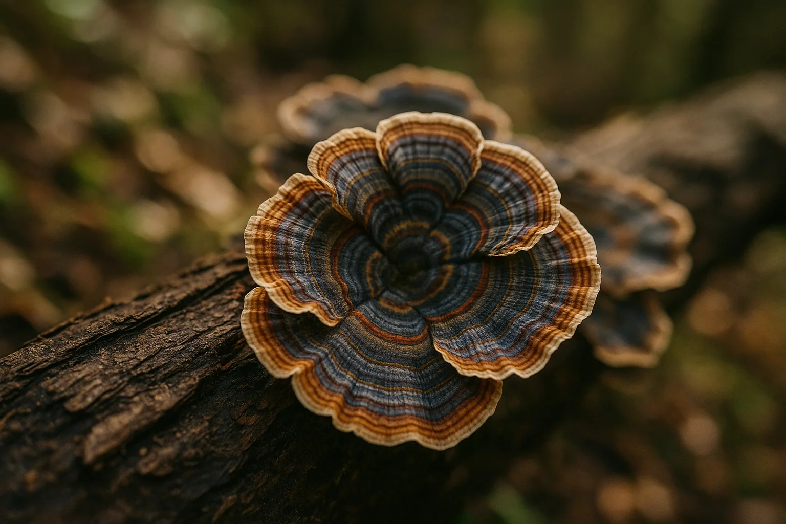 Wrośniak różnobarwny (turkey tail) — na odporność i jelita (tabela) Wrośniak różnobarwny (turkey tail) — na odporność i jelita (tabela)