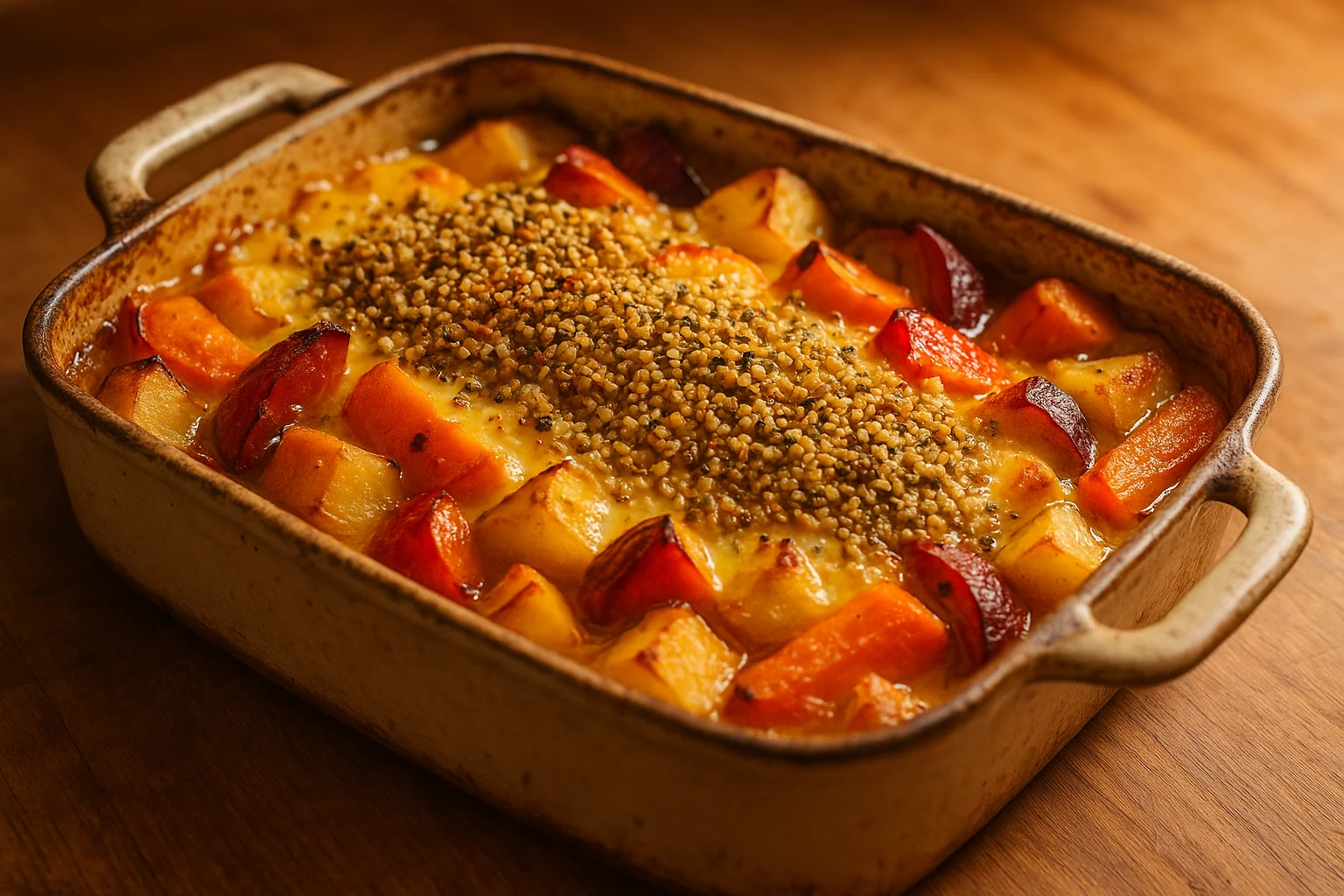 Zapiekanka warzywna z konopną posypką – comfort food