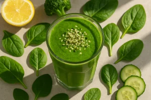 Green smoothie with hemp seeds and spinach – a morning detox