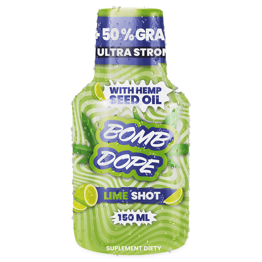 BombDope Lime Shot 150 ml - butelka shota konopnego o cytrusowym smaku limonki